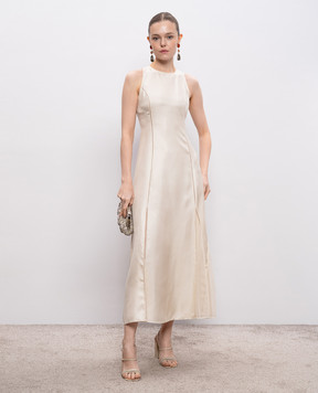 Loulou de Saison Бежевое платье IRAKA из шелка IRAKA