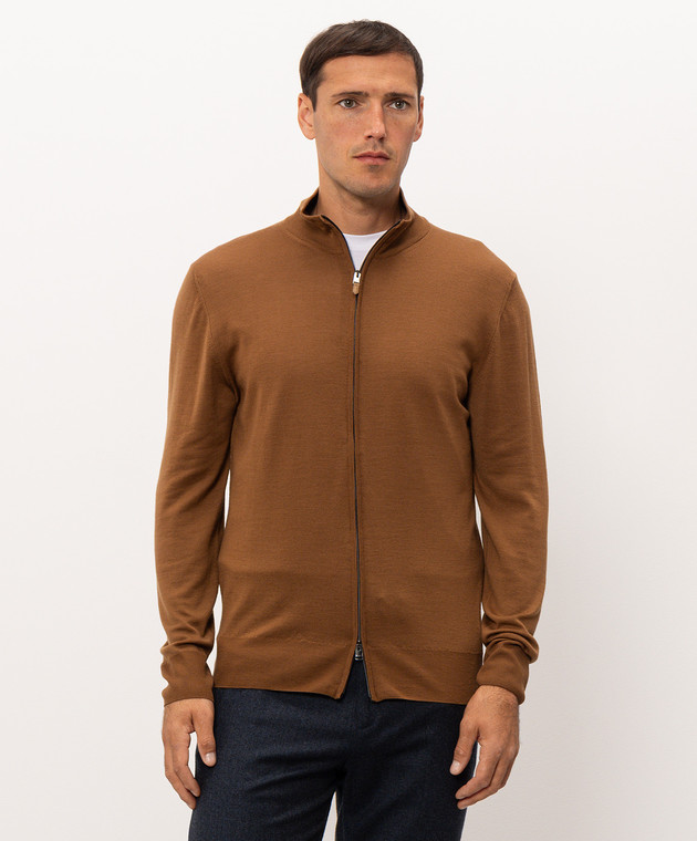 Canali Кардиган коричневого кольору з вовни MK01149C0022 зображення 3