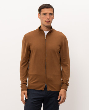 Canali Кардиган коричневого цвета из шерсти MK01149C0022