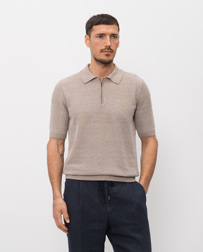 Peserico Коричневое поло с леном в узор R59473F129108N