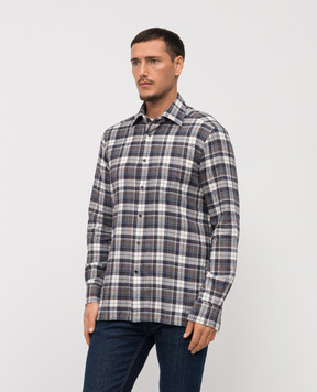 Kiton Синяя рубашка в клеточку UMCNERHH0907