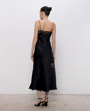 Ermanno Scervino Чорна сукня міді з мереживом D482Q727APOKP