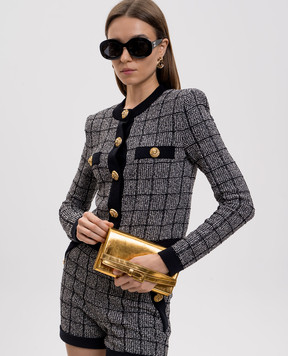 Balmain Золотистый кожаный клатч Shuffle GN1ON259LMLO