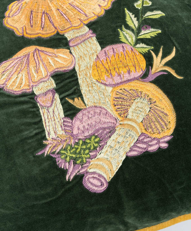 Les Ottomans Зеленая декоративная бархатная подушка с вышивкой EBC4050X50 изображение 2