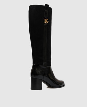 Dolce&Gabbana Черные кожаные сапоги с монограммой логотипа CU1316A3S68