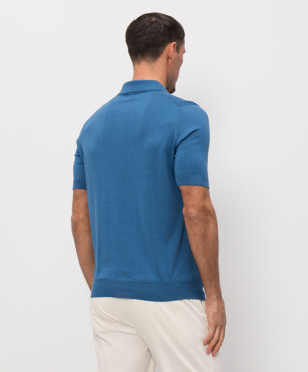 Castangia dal 1850 Синє поло з шовком у візерунок NCCA02MCE26 зображення 4