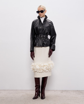 Dondup Чорна шкіряна куртка з поясом DJ783PL0677DXXX