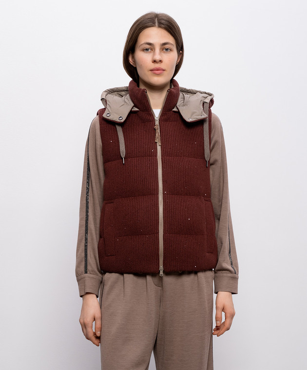 Brunello Cucinelli Бордовий жилет з паєтками M0DVT2142 зображення 3
