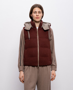 Brunello Cucinelli Бордовий жилет з паєтками M0DVT2142