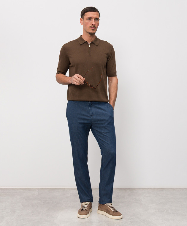 Castangia dal 1850 Коричневе поло з шовком DBPZ1S26 зображення 2