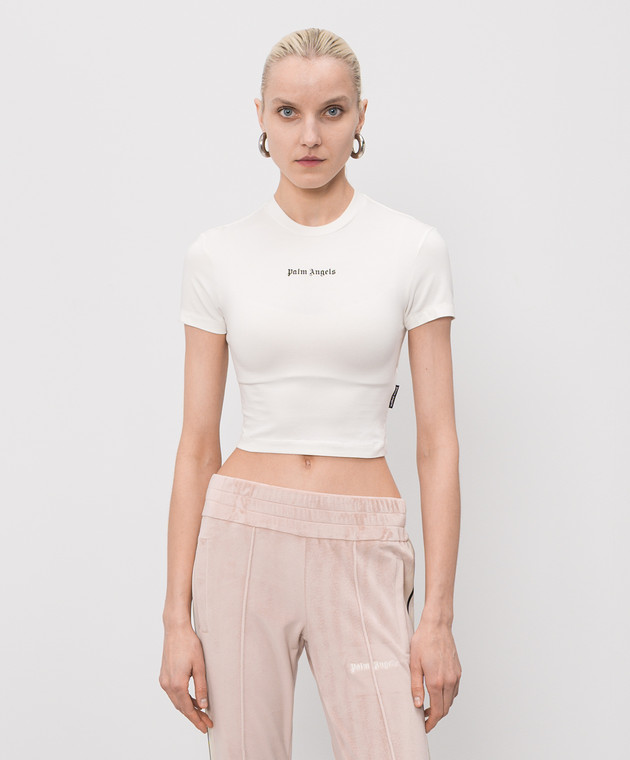 Palm Angels Топ цвета айвори с принтом логотипа PWAA077S26JER001 изображение 3