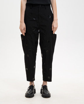 Y`S Yamamoto Чорні штани карго в принт YQP09025