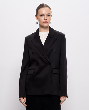 Loulou de Saison Чорний двобортний жакет HORN з вовною HORNLDS