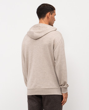 Brunello Cucinelli Бежеве меланжеве худі з кашеміру та шовку MM8359021G
