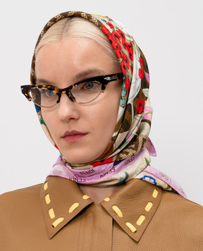 Fendi Бежева хустка із шовку Gardening Foulard FXT091B01T