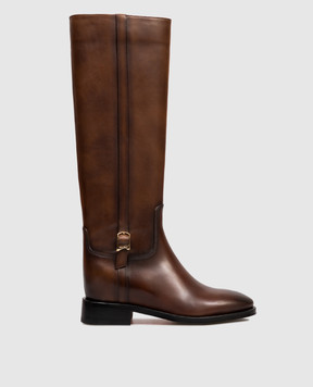 Santoni Коричневі шкіряні чоботи WSHM71084BJ2NDYL