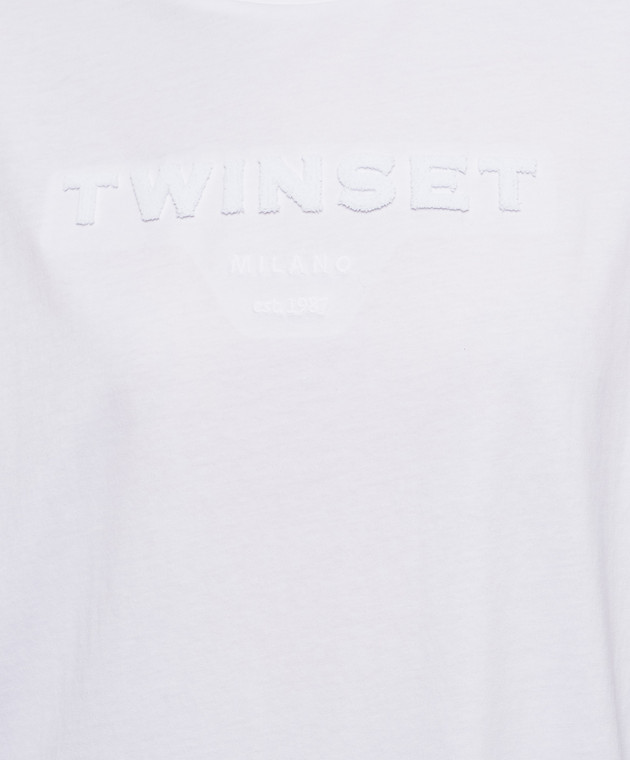 Twinset Біла футболка з фактурним логотипом 262TP2303 зображення 5