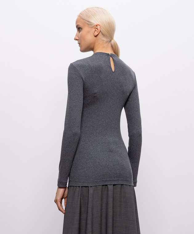 Brunello Cucinelli Серый лонгслив с цепочкой мониль MPTC8BJ300 изображение 4