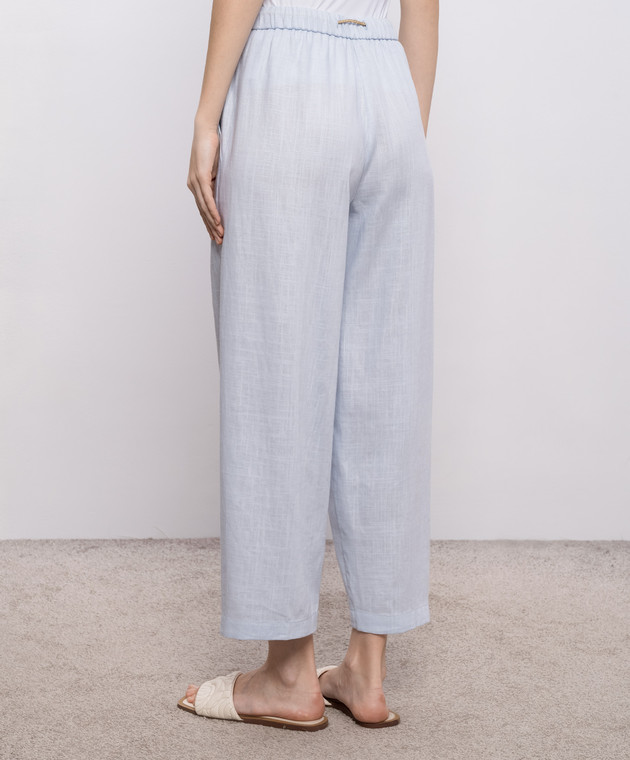 Herno Блакитні штани з льоном PT000222D12689 зображення 3