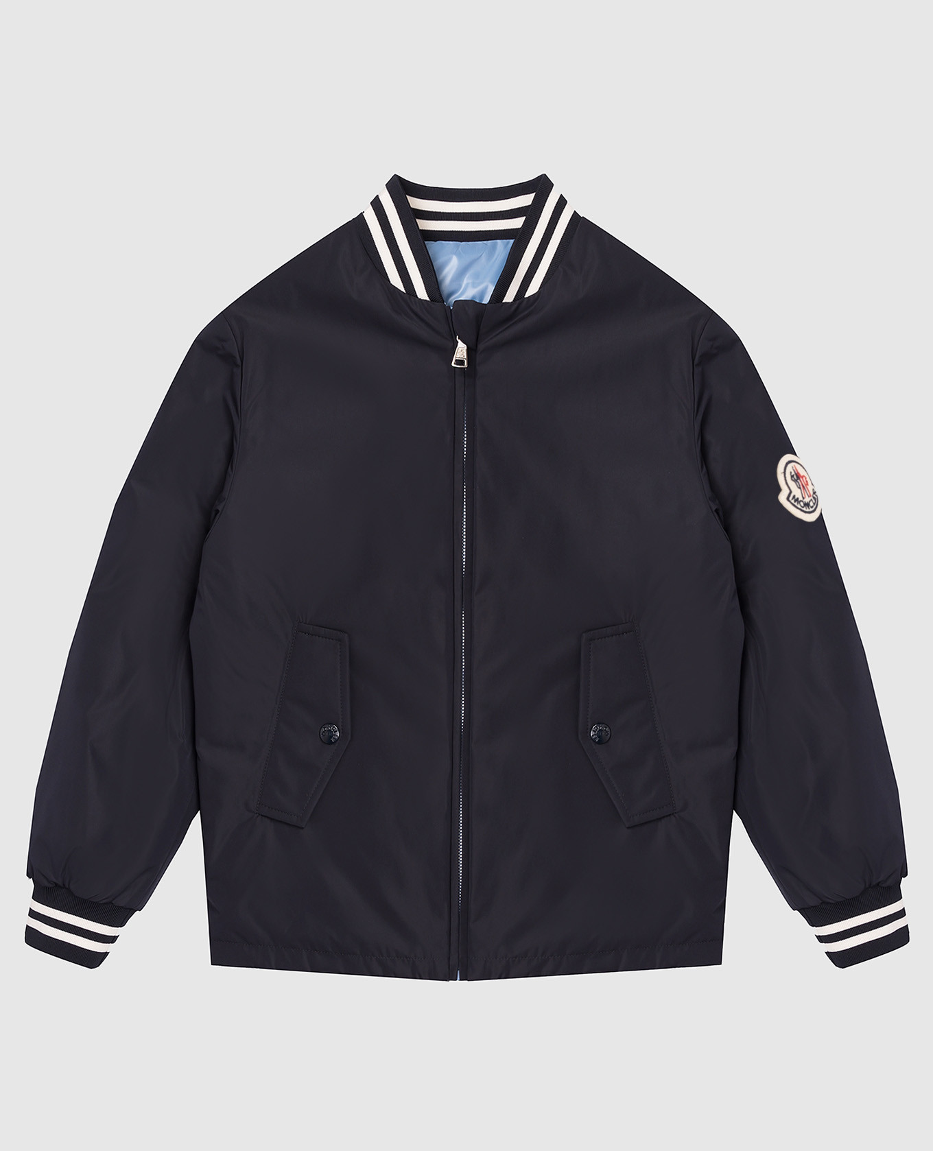 Детская синяя двухсторонняя пуховая куртка-бомбер Cemal