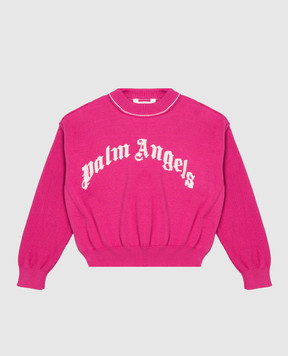 Palm Angels Дитячий рожевий светр з вишивкою логотипа F6PAJGJP155
