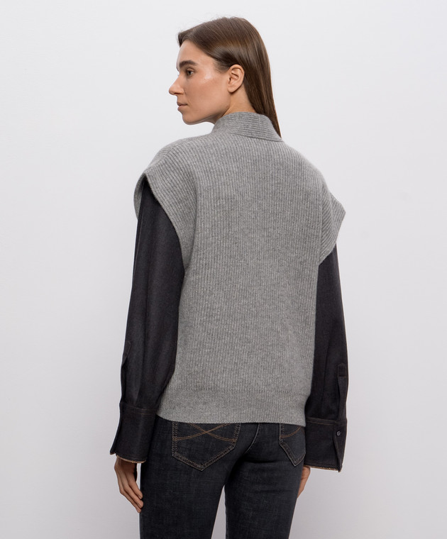 Brunello Cucinelli Сірий жилет з кашеміру M12724316P зображення 4