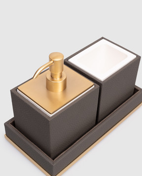 Treesseci Шкіряний набір для ванної кімнати Milano з дозатора, склянки та підставки ML98ALX