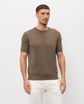 Canali Коричнева футболка з бавовни MK02460C1161