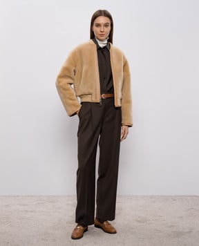 Loro Piana Бежева двостороння дублянка в стилі бомбера FAO5371sh