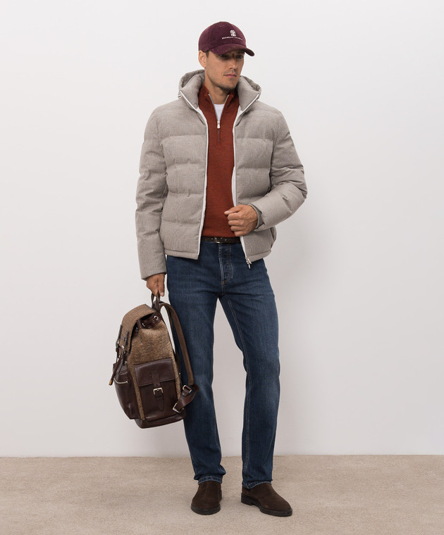 Brunello Cucinelli Терракотовый джемпер из кашемира, шелка и льна MSY00124 изображение 2