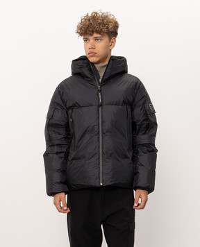 C.P. Company Metropolis Черный пуховик с принтом логотипа LOW038A110467V