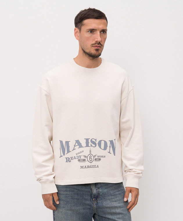 Maison Margiela MM6 Світшот кольору айворі з принтом SH0GU0044M25014 зображення 3