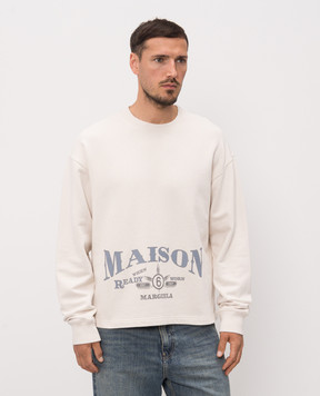 Maison Margiela MM6 Світшот кольору айворі з принтом SH0GU0044M25014