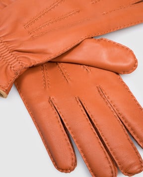 Brunello Cucinelli Помаранчеві шкіряні рукавички MPNGP93528