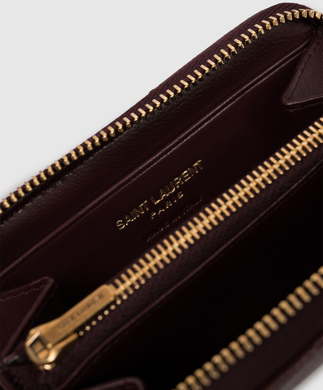Saint Laurent Бордовый кожаный стеганный портмоне Cassandre 862443AAGA8 изображение 3