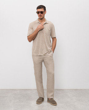 Sease Бежевые брюки с льном PT036TN403