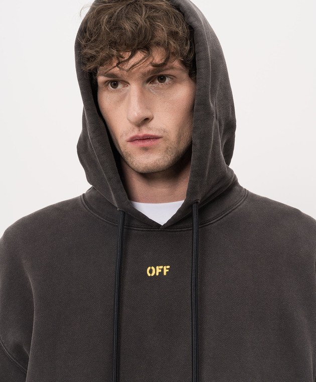 Off-White Чорне худі з принтом Fallen Caravaggio 44MBB085S26F00B зображення 5