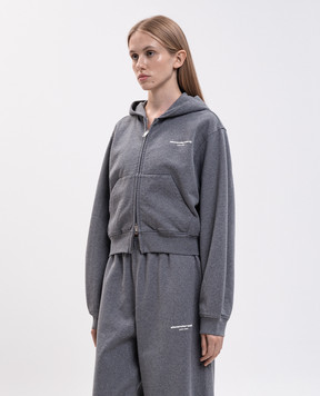 Alexander Wang Серая утепленная спортивная куртка с фактурным логотипом 1CC4262799