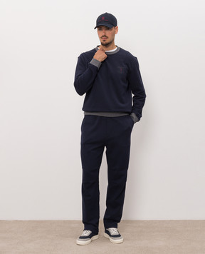 Brunello Cucinelli Синий свитшот с вышивкой MM8263390G