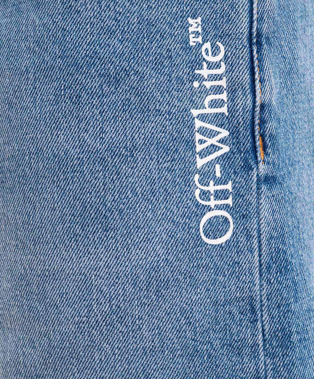 Off-White Сині джинсові шорти з емблемою Half Arrow 44XYC028S26D001 зображення 5