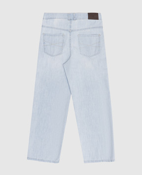 Brunello Cucinelli Дитячі блакитні джинси з ланцюжком моніль BH192P644A
