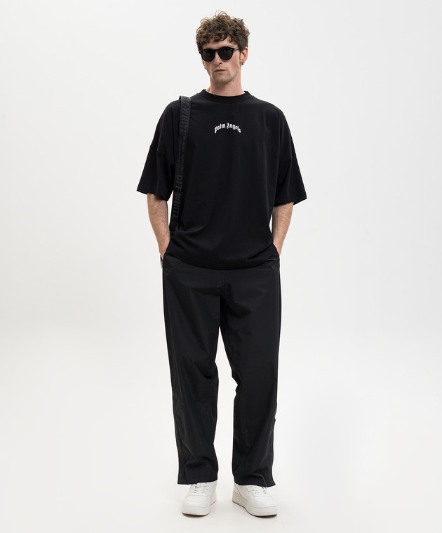 Palm Angels Чорна футболка з принтом логотипа PMAA10BS26JER007 зображення 2