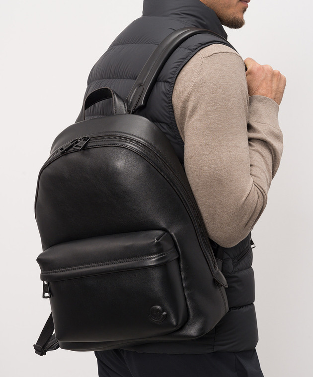Moncler Черный кожаный рюкзак Carlo L109A5A00001M9597 изображение 2