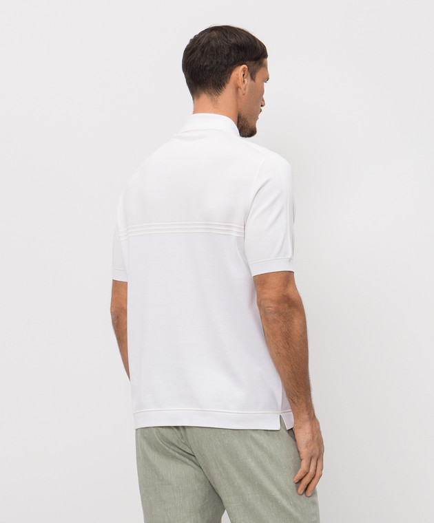 Stefano Ricci Белое поло с шелком K616459P31F26221 изображение 4