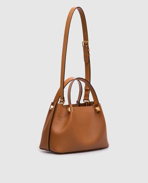 Valentino Коричнева шкіряна сумка-тоут з логотипом 8W2B0T02LSX
