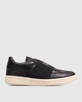 Maison Margiela MM6 Чорні шкіряні кросівки з логотипом 839213638