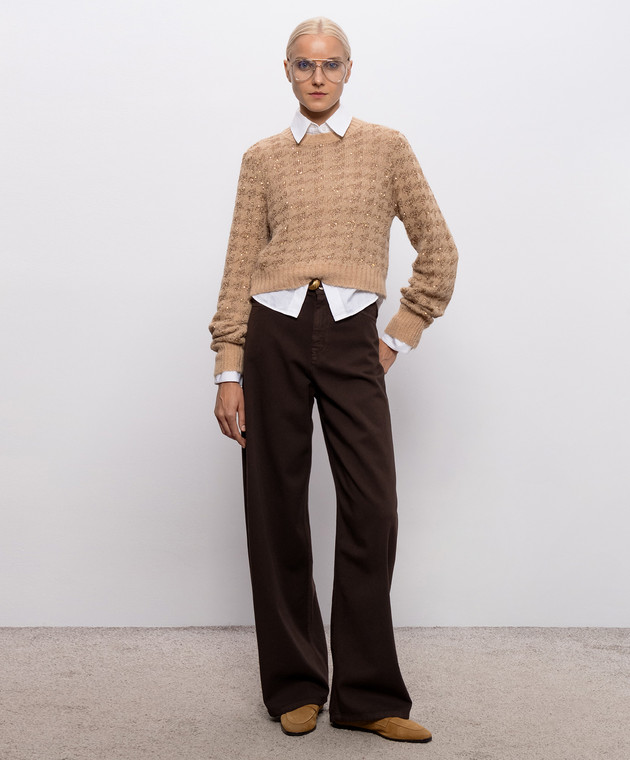 Twinset Бежевый свитер в узор с пайетками 262TP3361 изображение 2