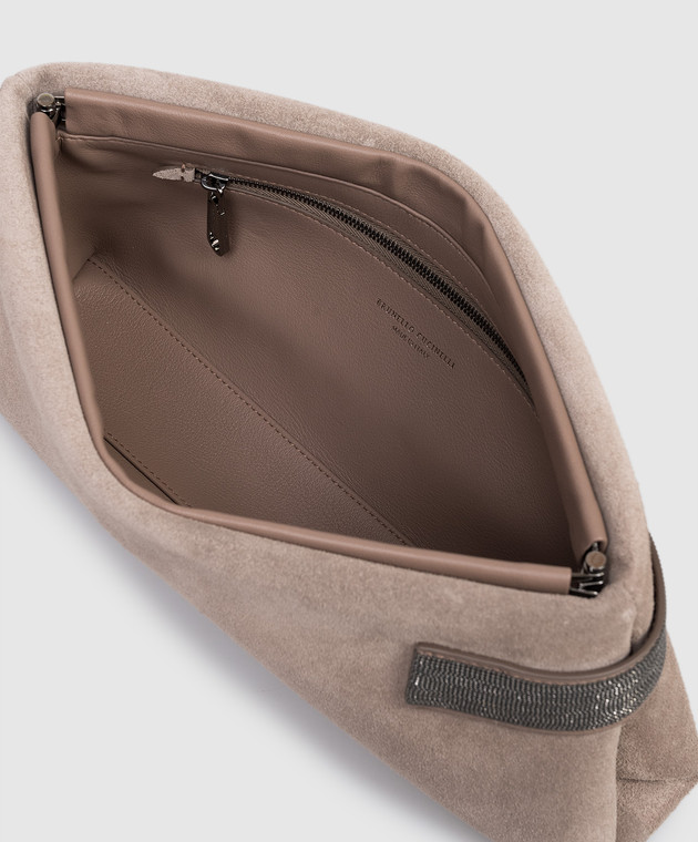 Brunello Cucinelli Бежевый замшевый клатч с цепочкой мониль MBDLD2785 изображение 4