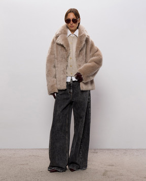Brunello Cucinelli Бежевый кардиган с люрексом MBG775506