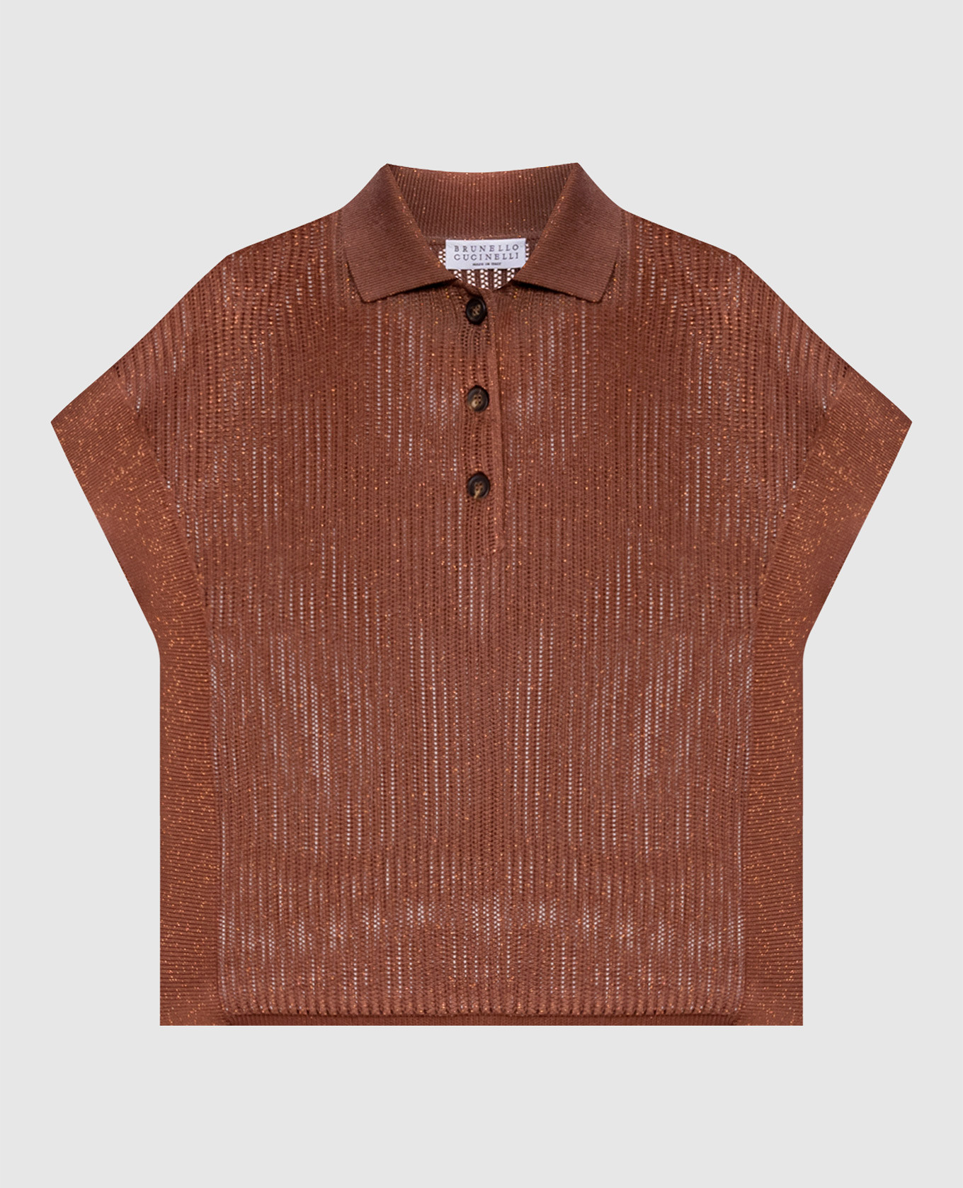 Коричневое поло с люрексом